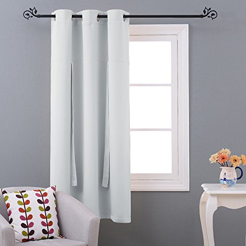 Nicetown Balloon Bathroom Window Curtains - Blackout Window Treatment Decorative Curtains Thermal Insulated Tie Up Blind For Kitchen/Small Window (1 Panel, 46 Inches W X 63 Inches L, Greyish White) #TOP3