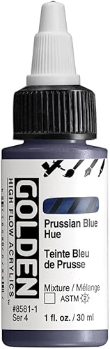 Gold - Acrílico de alto flujo de color azul prusiano, botella de 1 onza líquida, pintura acrílica profesional, transparente