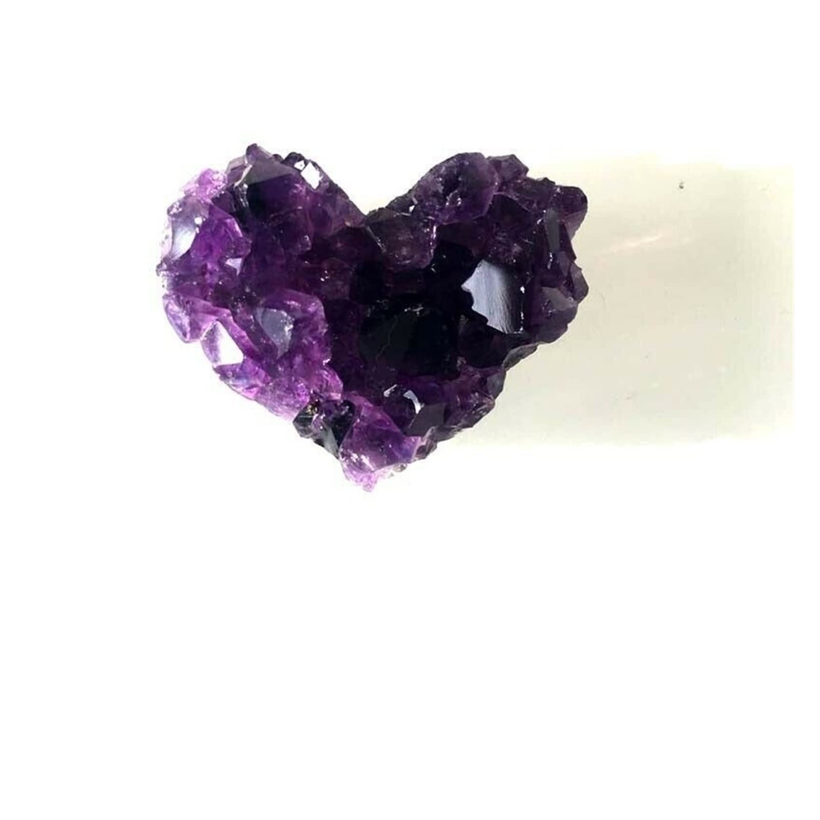 Amatista en forma de corazón natural, piedra de cuarzo bruto y mineral de colección