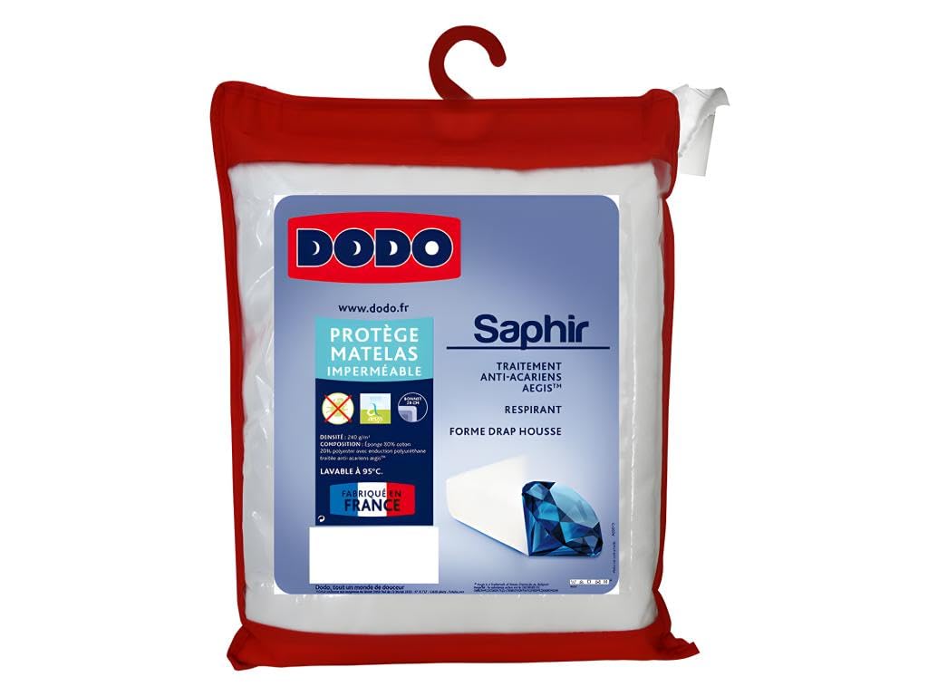 Dodo 27078140 Saphir - Protege-colchón (Medidas: 190 x 140 cm), Color Blanco