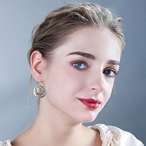 D.Rosse Handmade Ethnic Boho Retro Gold Matte Small Round Circle Dangle Drop Earrings Vintage Silver Hoop Hook Earrings for Women Girls Statement Jewelry4