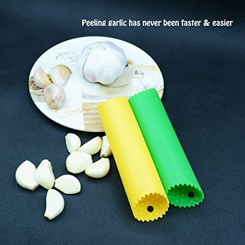 Ainmege Silicone Garlic Roller Peeler Tube With Storage Case(Green, Yellow) #TOP4