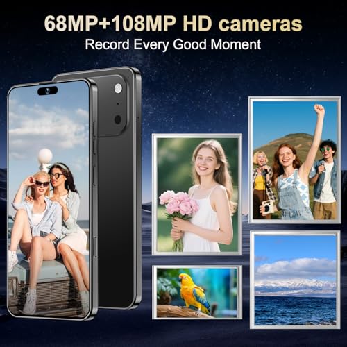 Image of Ecshock 17PM Unlocked Phone | Cell Phone Android 15.0 | 16+512GB Smartphone| 6.99 inch HD Display | Long Battery Life 7000mAh | 68+108MP Zoom Camera| Fingerprint Lock | with Dual SIM (Black)
