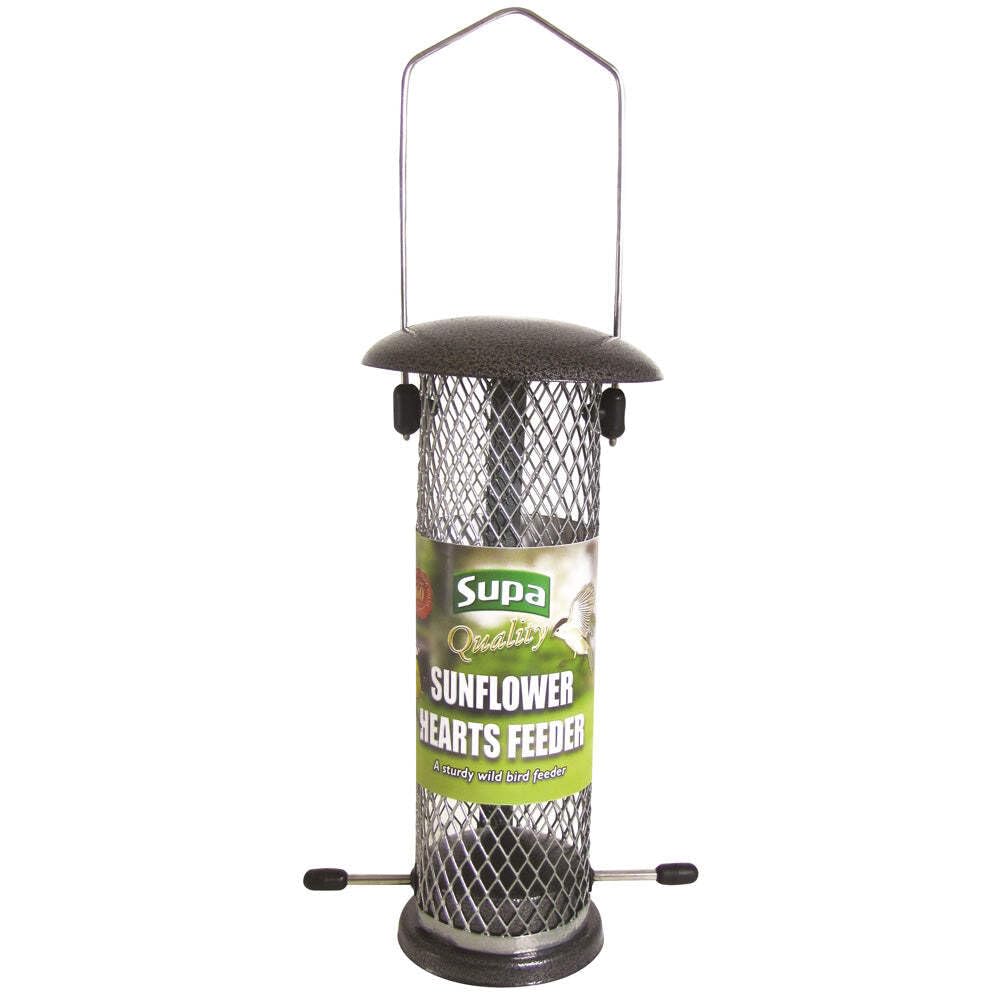 Mangeoire à oiseaux en métal SUPA de 20,3 cm avec motif cœur de tournesol pour jardin