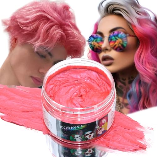 Cera de Color para el Pelo Rosa Temporal - Unisex Natural para Teñir el Cabello - Coloración Soluble en Agua DIY para Fiestas de Halloween