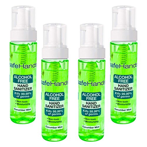 SafeHands #1 Alcohol Free Foam Hand Sanitizer Brand, Cucumber Mint, 7 Oz (4-Pack)