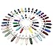 Keyzone 50pcs Bullet Shape Healing Pointed Chakra Beads Quartz Crystal Stone Pendants for DIY Necklace Jewelry Making, Assorted Color