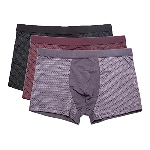 Andongnywell summer Men's Mesh ice silk breathable Modal Microfiber Trunks Underwear Covered Band Multipack 3 Pack