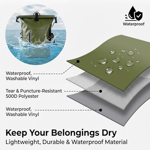 Image of Waterproof Dry Bag 25L Backpack for Kayaking Boating Paddle Boarding