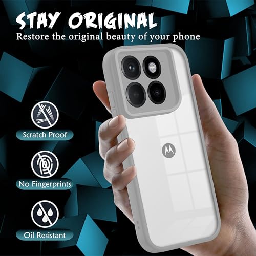 Image of V-TAN Back Cover for Motorola Edge 60 Pro 5G, Transparent Clear Case Compatible with Motorola Edge 60 Pro, TPU, Camera Protective, Scratch Resistant Shockproof Mobile Cover with Anti-Slip Grip (Grey)