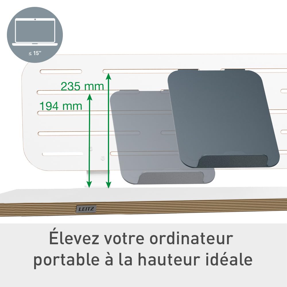 Leitz Ergo Bureau Assis-Debout Compact Pliable:, Blanc