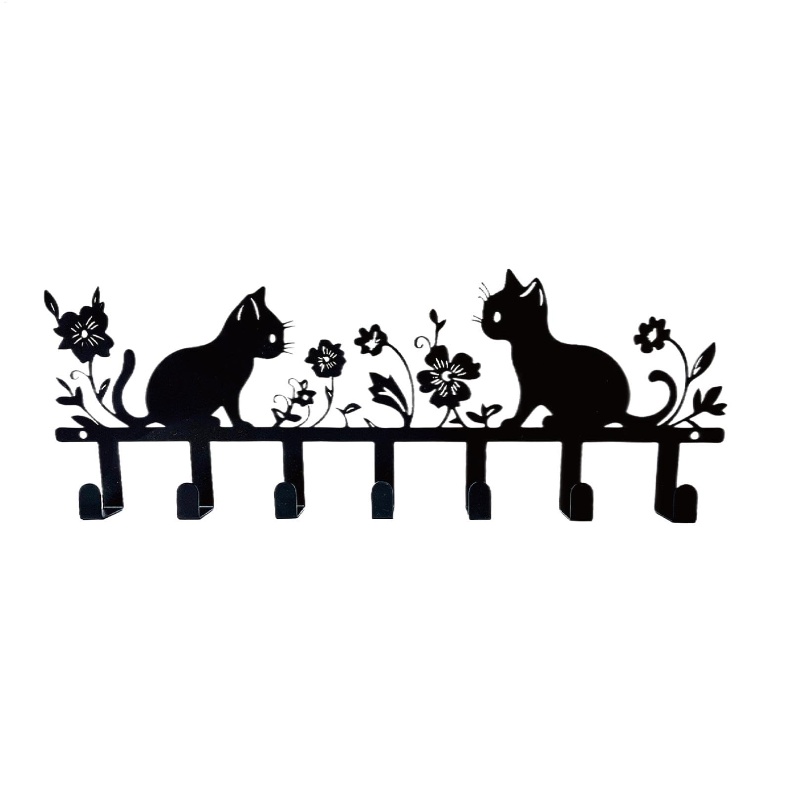 Colgador de llaves de gato con flores en hierro resistente de 30cm