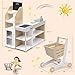 HONEY JOY Kids Grocery Store Playset, Wooden Grocery Store Pretend Play w/Cart, Cash Register Stand w/Coins, Chalkboard, Toddler Supermarket Play Toy for Boys Girls(Play Food Not Included)
