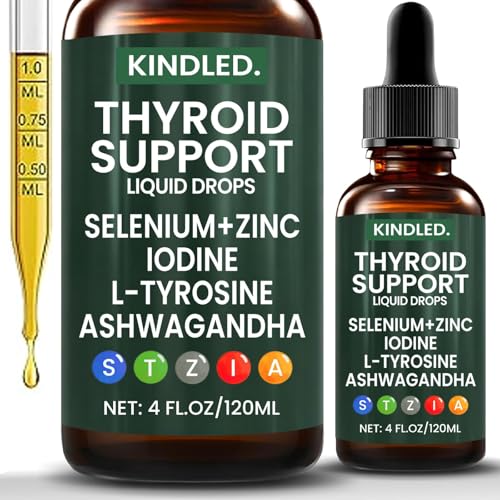 Kindled Thyroid Support Drops Thyroid Support for Women & Men | Selenium Zinc Iodine L-Tyrosine Ashwagandha Liquid Drops Thyroid Bloom Liquid | Body Balance & Support - 4 FL.OZ (1PCS)