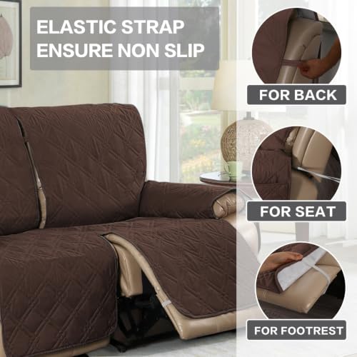Funda para sillón relax reclinable de 2 plazas protector marrón lavable 3
