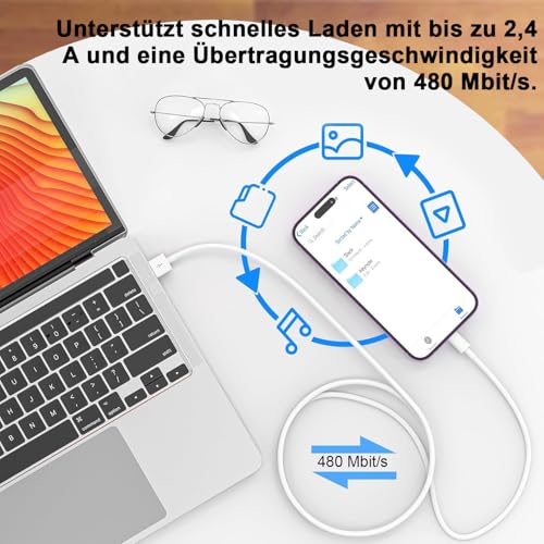 IPhone Ladekabel 2Pack 2M+2M USB auf Lightning Kabel MFi Zertifiziert für Apple Schnellladekabel,für IPhone 14/13/12/11/Pro/ProMax/Mini/XS/XR/MAX/X/8/7/6/6s/Plus/SE/iPad Mini 4