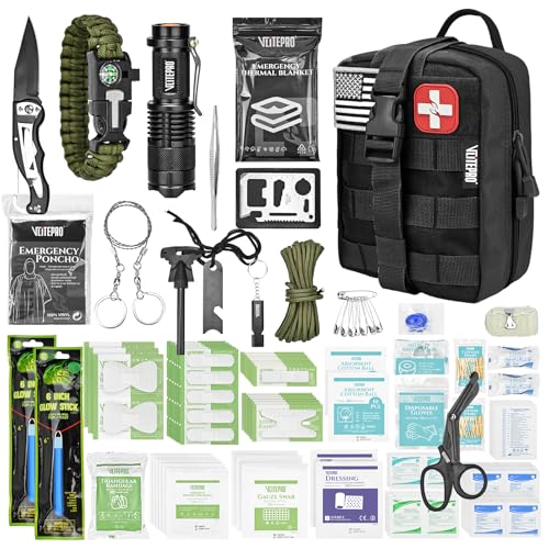 242 Piece First Aid & Survival Kit – Molle Pouch IFAK, 1000D Nylo...