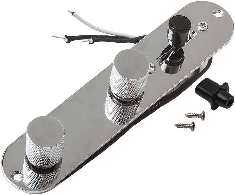 OriPure Loaded Control Plate Pre-Wired 3-Way Control Plate with Wiring Harness for Tele/Telecaster Chrome