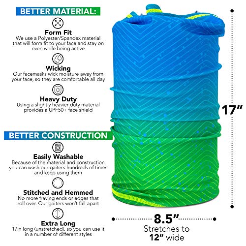 WindRider FPS 50+ Polaina de pescoço, máscara de rosto – Proteção solar para pesca, Blue Crescendo,