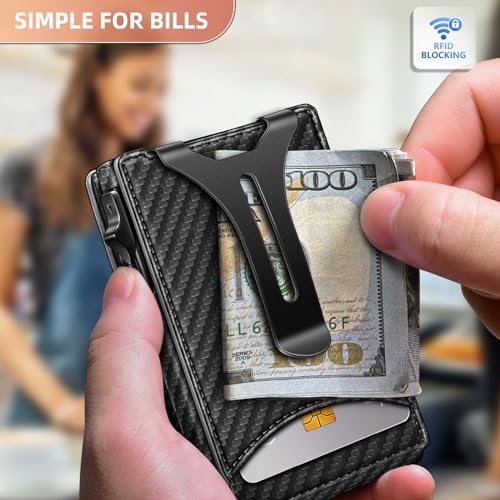 bulliant men walletmoney clip wallet slim for gift men 9cards-metal credit card case in magnetic leather flip