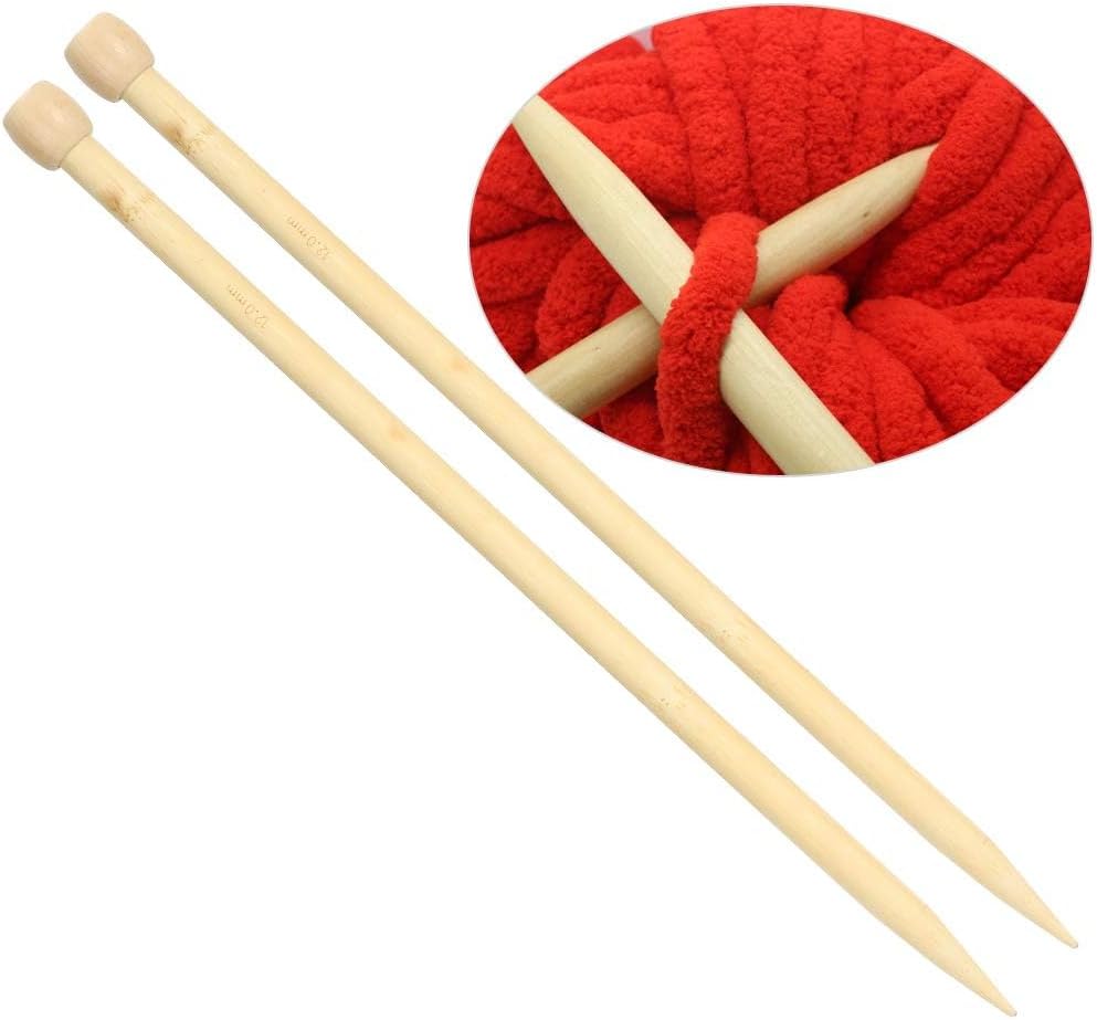 ExceforeKnitting Needles Set, Portable Single Point, 2 PCS 12mm Wooden Tools for Sweaters, Scarves & DIY Crafts, Tool Wooden for Scarf DIY