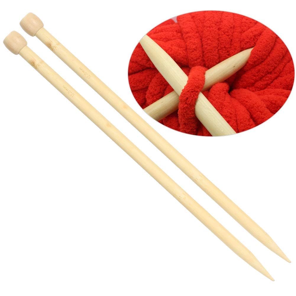 ExceforeKnitting Needles Set, Portable Single Point, 2 PCS 12mm Wooden Tools for Sweaters, Scarves & DIY Crafts, Tool Wooden for Scarf DIY