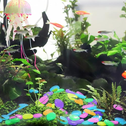 Teouuas 400 Stück Leuchtsteine Leuchtet im Dunkeln Kieselsteine, Farbe Fluoreszierende Steine, Leuchtende Steine Garten für Garten Aquarium, Gehweg, Terrasse, Rasenflächen, Kinderzimmer