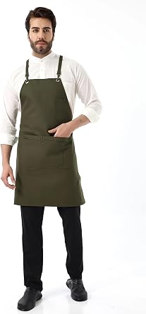 Barista Askılı Önlük Çift Cepli - Yeşil