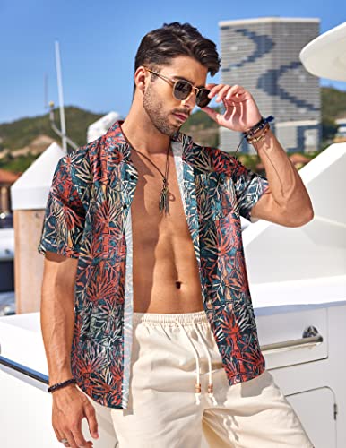 Coofandy Men's Hawaiian Beach Shirt Short Sleeve Casual Button Down Resort Shirt #TOP3