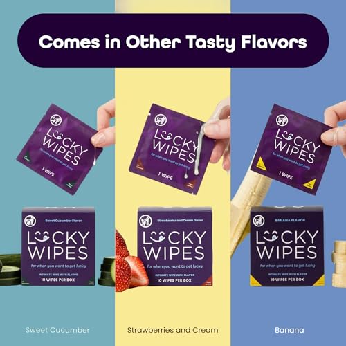 Image of Sweetums Lucky Wipes for Men, Black Raspberry - pH Balanced, 10 Ct | Individually wrapped, pH balanced flavored wipes designed for men, convenient for on-the-go freshness
