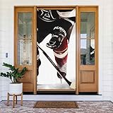 Willkommens-Türabdeckung, Dekoration, Türbanner Fotohintergrund, Eishockey-Muster, Veranda, Türschild, Verdunkelung, Privatsphäre, Türvorhänge, Fenstervorhang, Vorhänge, Schrankvorhang, 180 x 80 cm