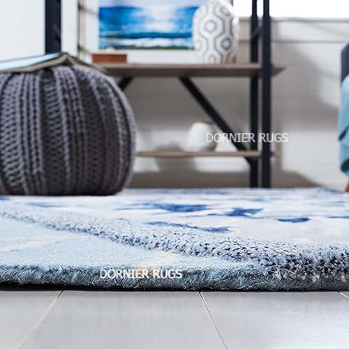 Image of 7x9 Ft Hand-Tufted Wool Rug - Classic Thick Carpet for Cozy Living Rooms & Master Bedrooms