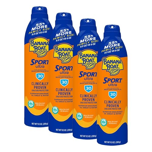 Image of Banana Boat Sport Ultra SPF 30 Sunscreen Spray, 9.5oz | Banana Boat Sunscreen Spray SPF 30, Oxybenzone Free Sunscreen, Spray On Sunscreen, Water Resistant Sunscreen, Family Size Sunscreen, 9.5oz