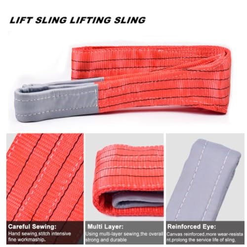 Image of Conclood India Polyester Webbing Sling | Lifting Belt | Red Colour | Use for Handling materials in warehouses & logistics | Lifts & secure heavy loads (5 Ton 2 Meter).