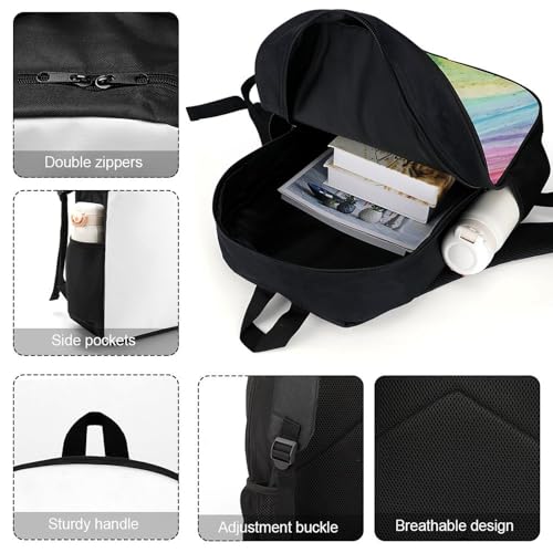Rainbow Mountain Travel Backpack 17 Inch Casual Daypack Shoulder Bag with Adjustable Shoulder Straps4