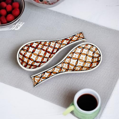 Image of Malaikah Ceramic Spoon Rest Print Pack of 2 for Home, Kitchen, Dining, Kitchen Decor & Gifting