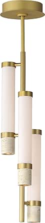 ET2 Lighting E11053-01TVGLD Travertine Multi-Light Pendant, DC Integrated Base 18 Watts, Travertine/Gold