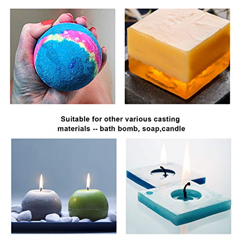 Silicone Resin Molds 5Pcs Resin Casting Molds Including Sphere, Cube, Pyramid, Square, Round With 1 Measuring Cup & 5 Plastic Transfer Pipettes For Resin Epoxy, Candle Wax, Soap, Bowl Mat Etc #TOP3
