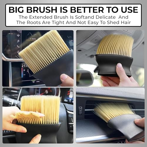 Image of Porslin Car Interior Cleaning Brush Combo (2 Pcs Pack) - AC Vent Cleaning Brush & Scratch-Free Microfiber Car Duster, Dashboard Dust Cleaner, Auto Detailing Accessories for Car, PC, Laptop & Keyboard