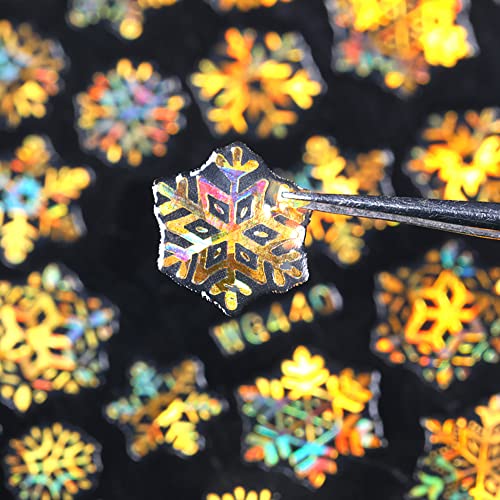 Snowflake Nail Stickers, 3D Holographic Christmas Nail Decals Laser Silver Gold Blue Red Snowflake Nail Design Winter Nail Art Stickers Diy Nail Decoration For Women Kids(8Sheets) #TOP3