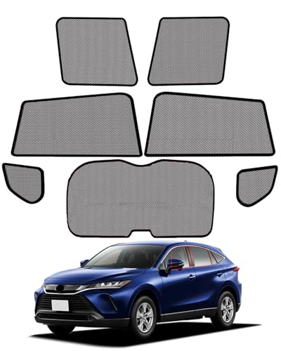 Loveyes トヨタ ハリアー サンシェード 80系 メッシュ 車中泊 断熱 日除け 虫よけ マグネット内蔵 7枚 運転席 遮光 UVカット 専用アクセサリー (ハリアー80系)