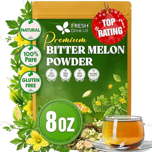 Image of FreshDrinkUS, Premium 8oz Bitter Melon Powder, 100% Natural & Pure, Herbal Tea, Daily Infusion Botanical, No Sugar, No Caffeine, No Gluten, Vegan. Rich in Antioxidants