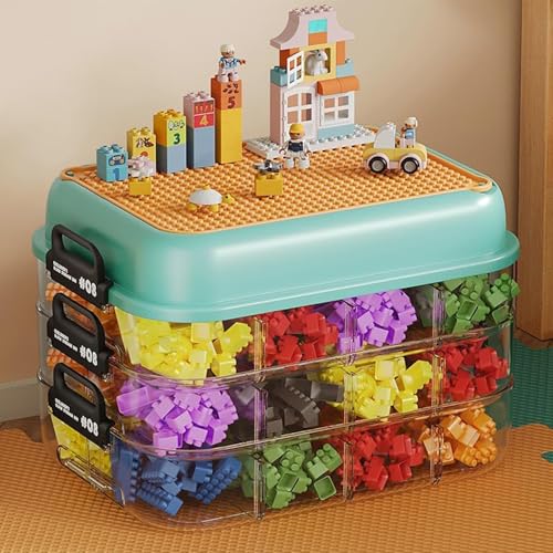 auvstar Cajas Almacenajecon Tapa para Lego,Organizadoras Plastico Juguetes,Apilabletransparente Caja De Clasificación,Puzzles y Bloques De Construcción (3 Cajon Organizador)