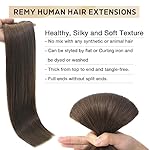 Clip in Hair Extensions Real Human Hair, Invisible Chocolate Brown Hair Extensions Clip ins for Short or Thin Hiar, Natural Remy Clip on Straight Hair Extensions 16inch 115g 7pcs - Image 2