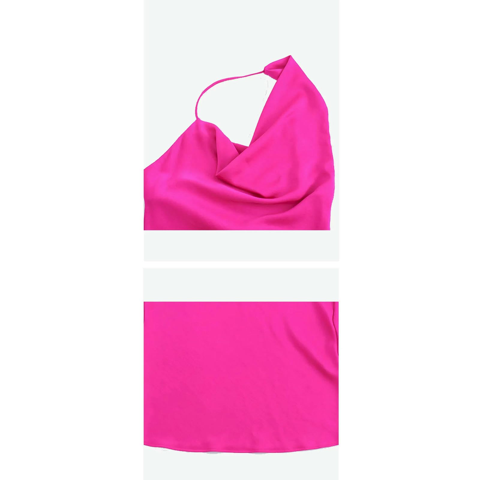 Abito Donna Invernale Fashion Femminile Estiva E Sexy Abito Midi per Texture A Pendente Asimmetrica -Rosa Rosso-XS