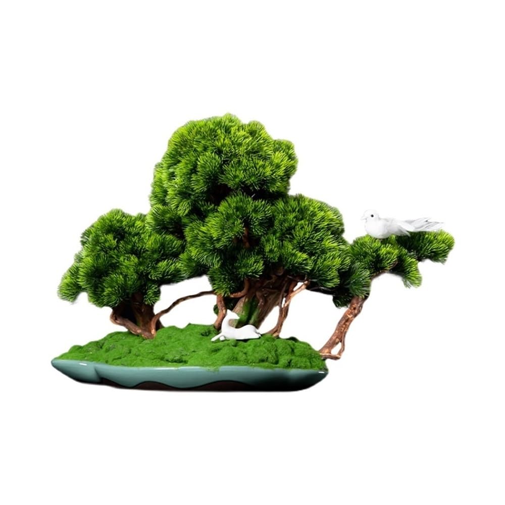 MYUYEE Artificial Bonsai Artificial Welcome Pine Bonsai Tree Office Ornaments Living Room Home Fake Green Plants Decoration