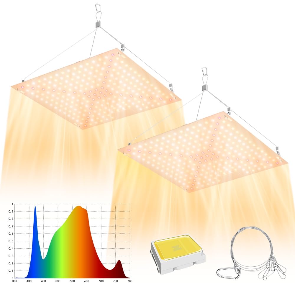 2 sztuki Lampa do wzrostu roślin pełne spektrum 240 LED 100W Wiszące światło do roślin domowych szklarni hydroponiki UV IR Czerwono-Niebieskie 45x45cm