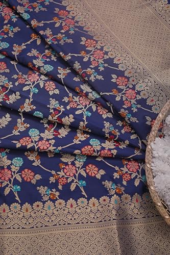 Image of DEVANGI Women's Woven Banarasi Silk Dupatta /Chunni For Women, Floral Print 1 Meter Wide and 2.3 Meter Length Printed Designer Dupatta /Chunni For Girls