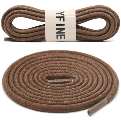 Image of YFINE Waxed Round Shoe Laces: 2 Pairs Oxford Shoelaces for Dress Shoes Boot | 4mm Thick, 20 Colors, 24 inch-71 inch, for Business Footwear, Chukka Boots, Men & Women