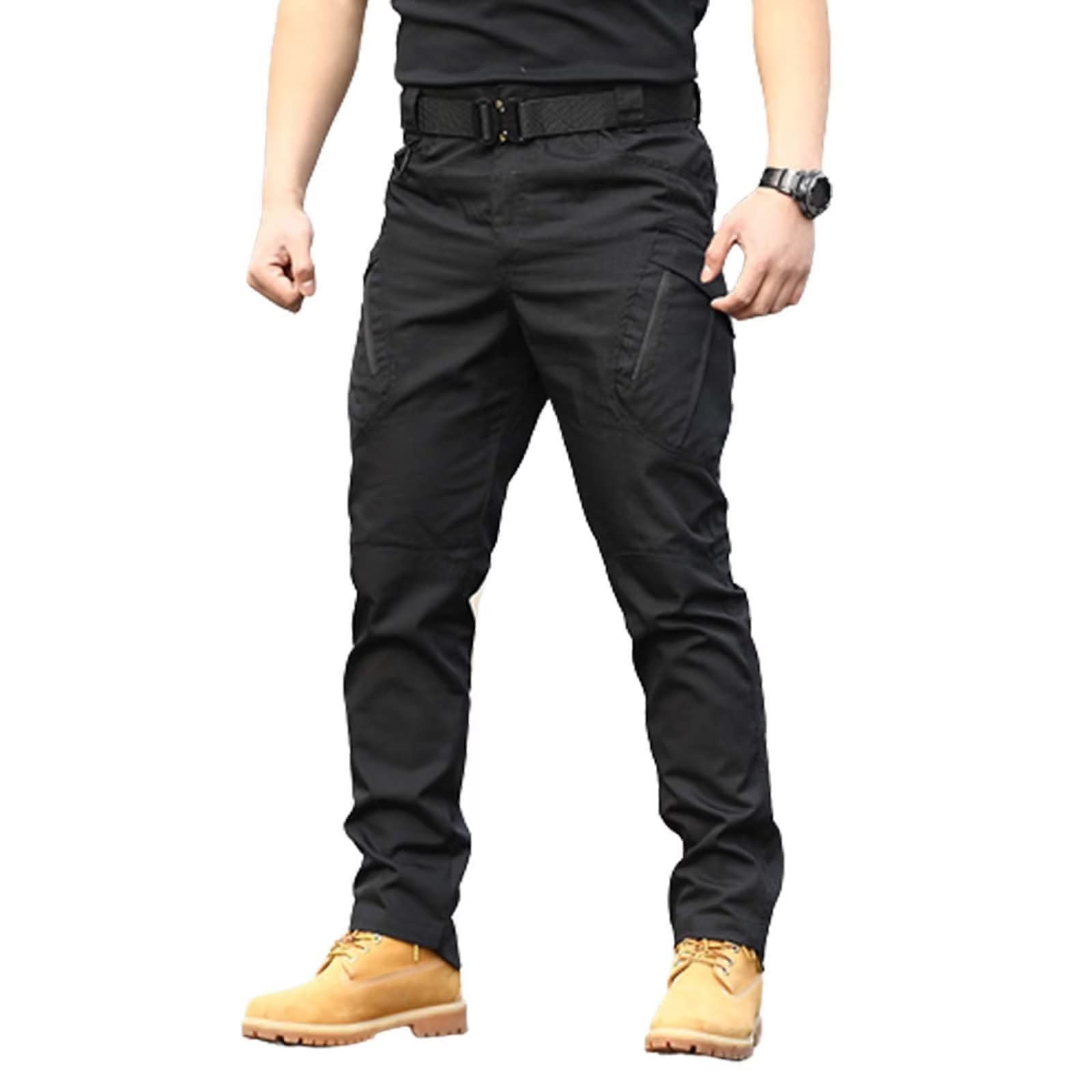 Rivccku Men's Hiking Tactical Trousers Water Resistant Combat Work Cargo Pants with Pockets Fishing Work Cargo Pants
